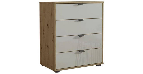 KOMMODE in 40/70/43 cm - Schieferfarben/Eiche Bianco, KONVENTIONELL, Glas/Holzwerkstoff (40/70/43cm) - Dieter Knoll