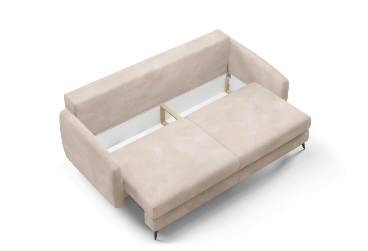 SCHLAFSOFA INGRID  mit Plüsch Beige  - Beige/Creme, Design, Textil/Metall (230/100/103cm) - Livetastic