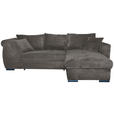 ECKSOFA in Cord Mokka  - Schwarz/Mokka, KONVENTIONELL, Textil/Metall (258/168cm) - Carryhome