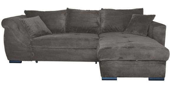 ECKSOFA in Cord Mokka  - Schwarz/Mokka, KONVENTIONELL, Textil/Metall (258/168cm) - Carryhome