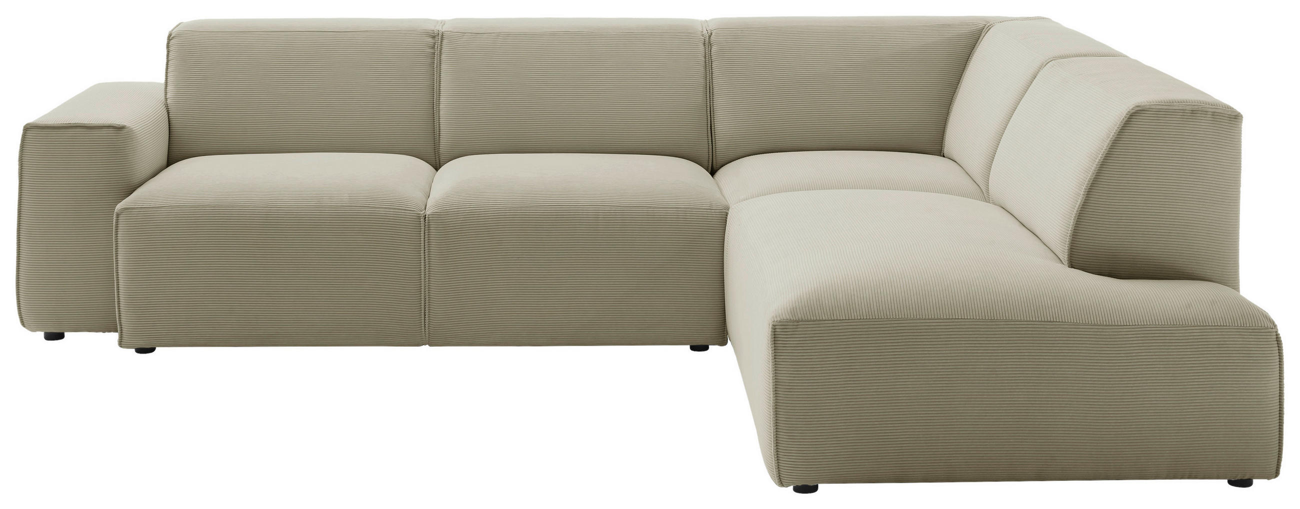 ECKSOFA Sandfarben Cord  - Sandfarben/Schwarz, Design, Kunststoff/Textil (270/210cm) - Pure Home Lifestyle