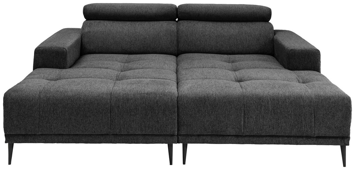ECKSOFA in Chenille Anthrazit  - Anthrazit/Schwarz, Konventionell, Textil/Metall (200/188cm) - Livetastic