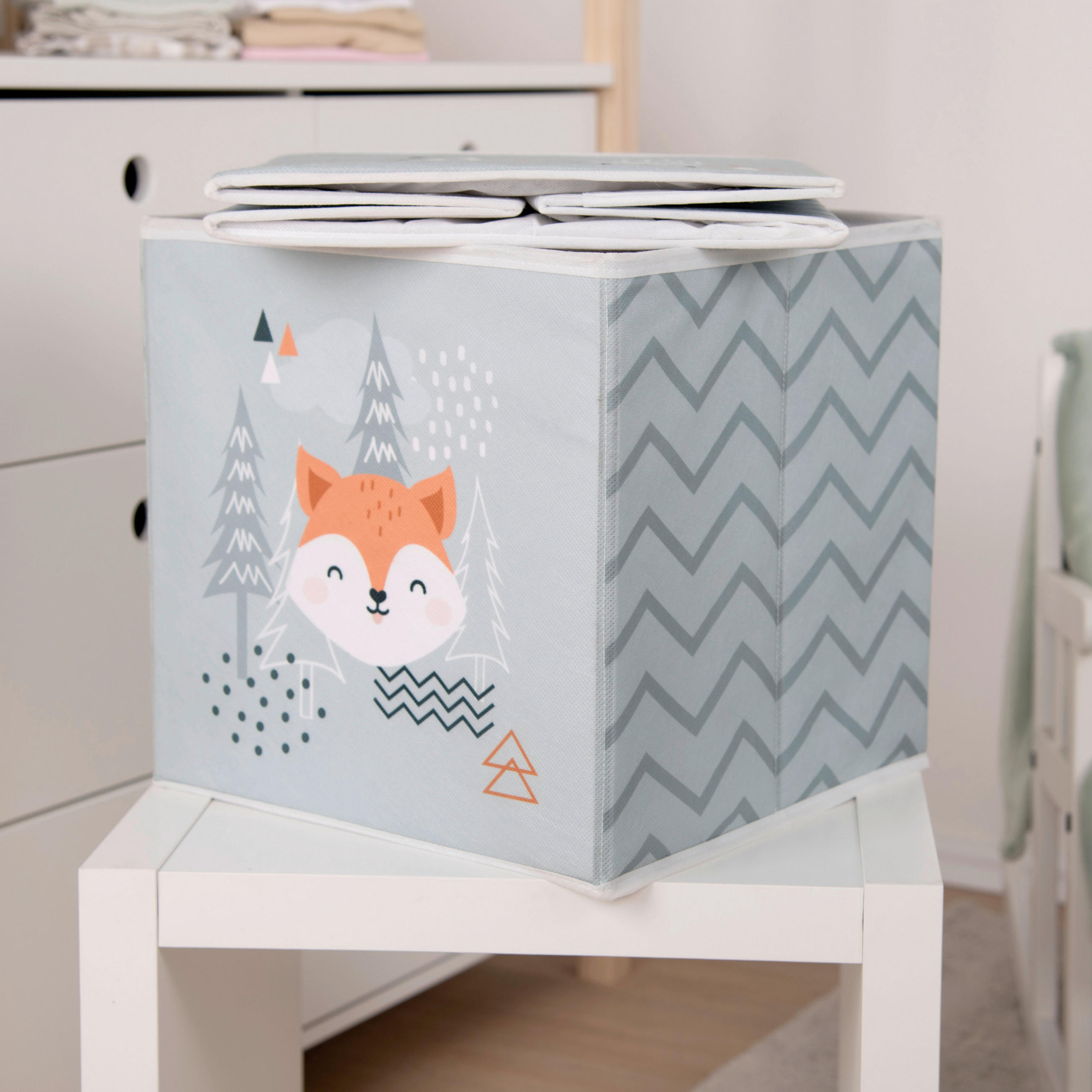 AUFBEWAHRUNGSBOX NORDIC FOREST  - Salbeigrün, Basics, Textil (30/30/30cm) - Herding