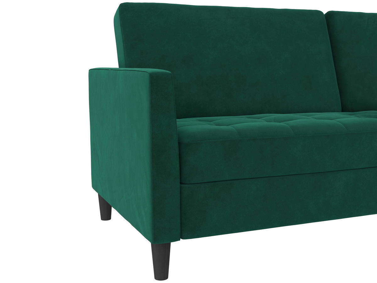 SCHLAFSOFA Velours Dunkelgrün  - Dunkelgrün/Schwarz, Basics, Kunststoff/Textil (207/86/86cm) - Livetastic