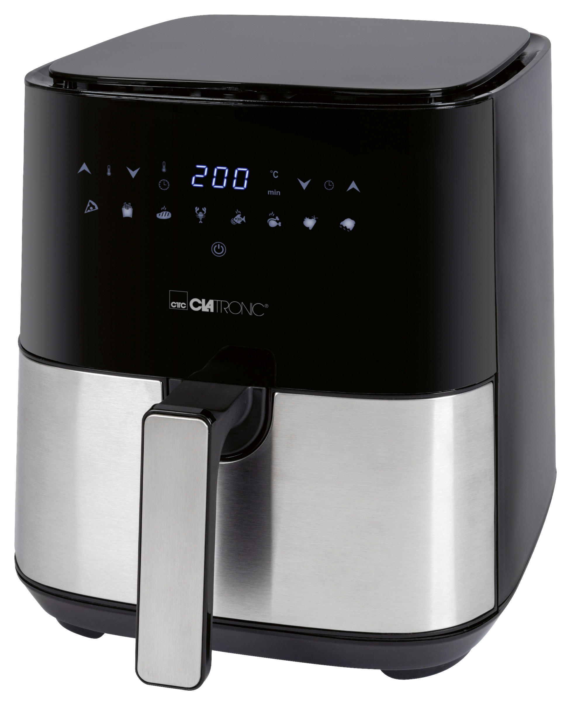 HEIßLUFTFRITTEUSE 5 L  - Edelstahlfarben/Schwarz, Basics, Kunststoff/Metall (25/30,3/32,7cm) - Clatronic