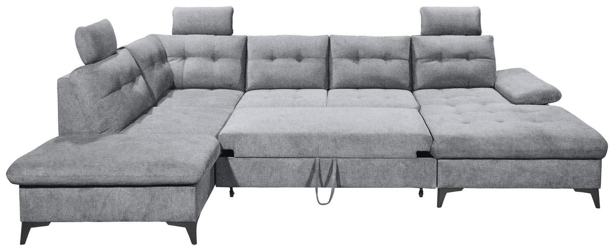 WOHNLANDSCHAFT in Webstoff Grau  - Schwarz/Grau, Konventionell, Kunststoff/Textil (218/324/170cm) - MID.YOU