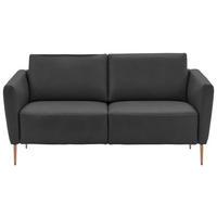 2-SITZER-SOFA  in Echtleder Anthrazit   - Eichefarben/Anthrazit, Natur, Leder/Holz (182/86/87cm) - Valnatura
