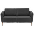 2-SITZER-SOFA  in Echtleder Anthrazit   - Eichefarben/Anthrazit, Natur, Leder/Holz (182/86/87cm) - Valnatura