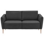 2-SITZER-SOFA  in Echtleder Anthrazit   - Eichefarben/Anthrazit, Natur, Leder/Holz (182/86/87cm) - Valnatura