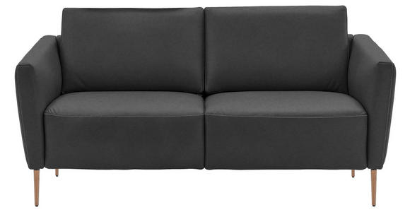 2-SITZER-SOFA  in Echtleder Anthrazit   - Eichefarben/Anthrazit, Natur, Leder/Holz (182/86/87cm) - Valnatura