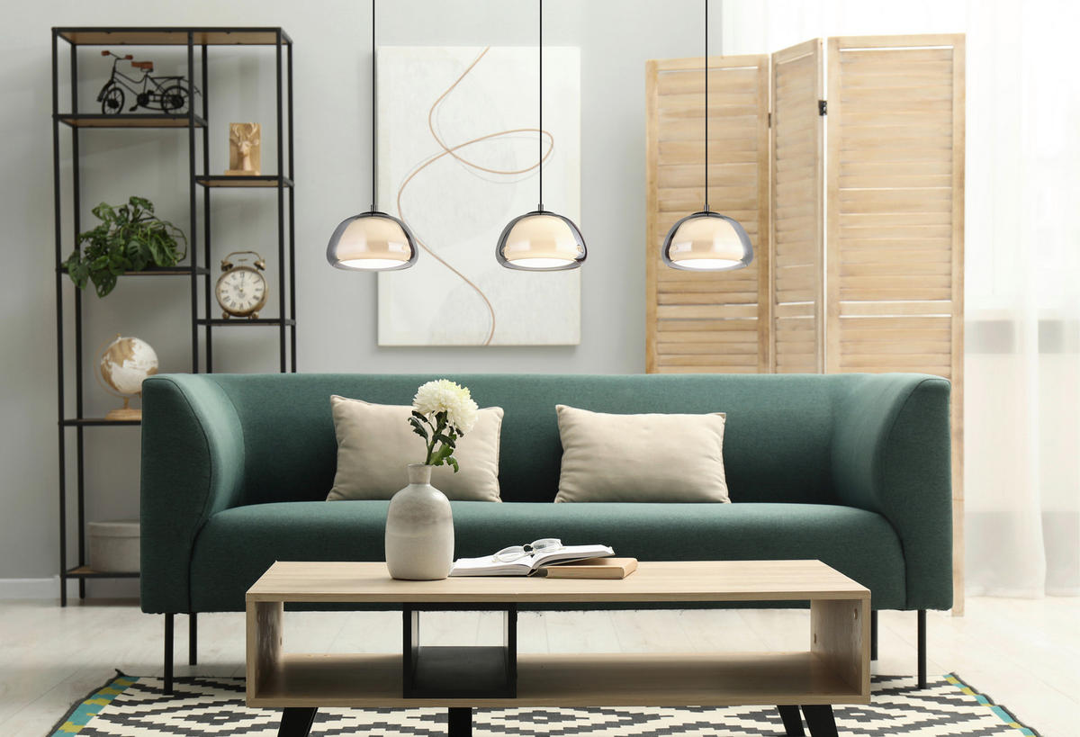 LED-HÄNGELEUCHTE 117/25/150 cm  - Schwarzchrom/Schwarz, Design, Glas/Kunststoff (117/25/150cm) - Globo