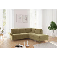 ECKSOFA ROCHELLE E Olivgrün Flachgewebe  - Schwarz/Olivgrün, KONVENTIONELL, Textil/Metall (240/216cm) - Sit & More