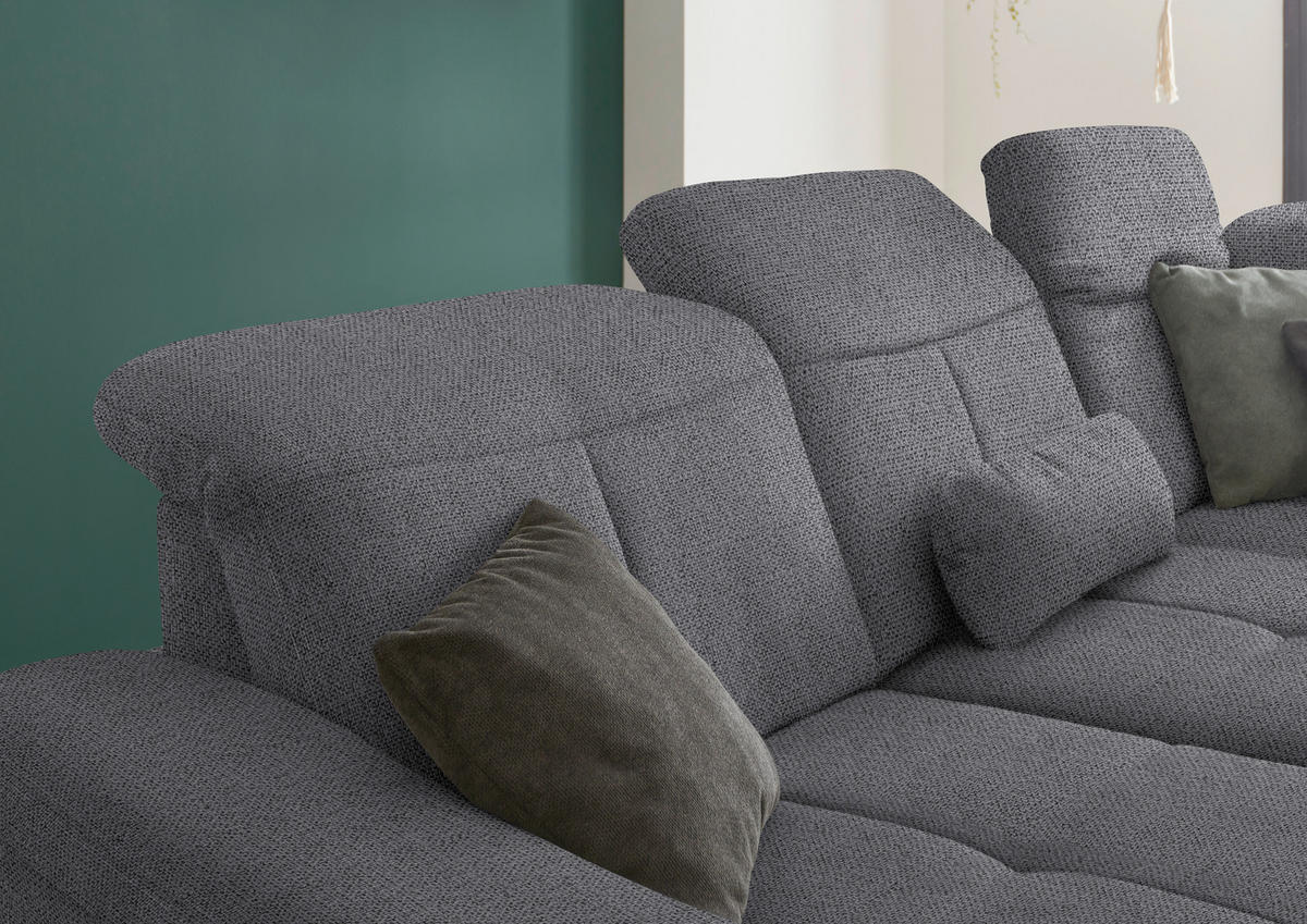 ECKSOFA in Flachgewebe Grau  - Wildeiche/Grau, Natur, Holz/Textil (301/243cm) - Voleo