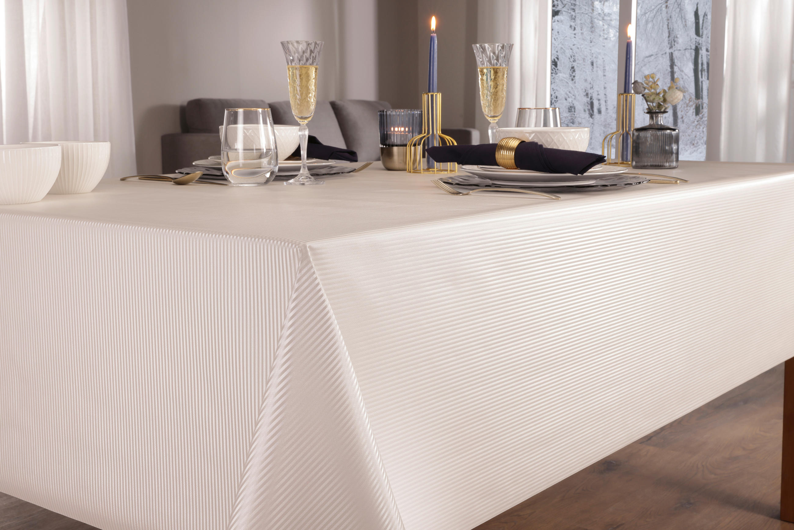 TISCHDECKE Milano Kunststoff Perlmutt 140/180 cm  - Perlmutt, Basics, Kunststoff (140/180cm) - Esposa