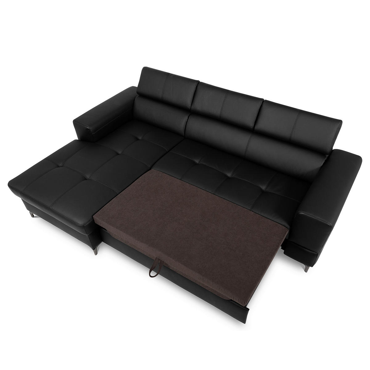 ECKSOFA  in Lederlook Echtleder Schwarz  - Schwarz, Design, Leder/Textil (173/247cm) - Livetastic