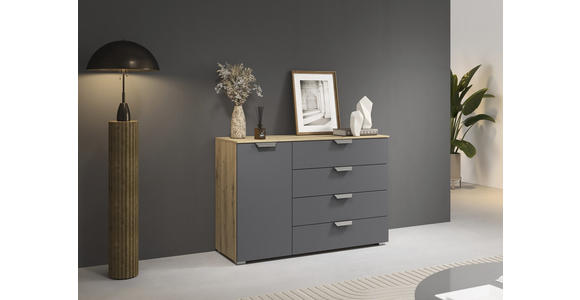 KOMMODE , 120/81/42 cm, 4 Schublade(n)  - Chromfarben/Dunkelgrau, Design, Holzwerkstoff/Metall (120/81/42cm) - Carryhome