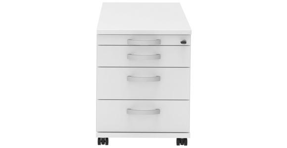 ROLLCONTAINER Weiß, Alufarben - Alufarben/Weiß, KONVENTIONELL, Holzwerkstoff/Metall (42,7/54,4/80cm) - Moderano