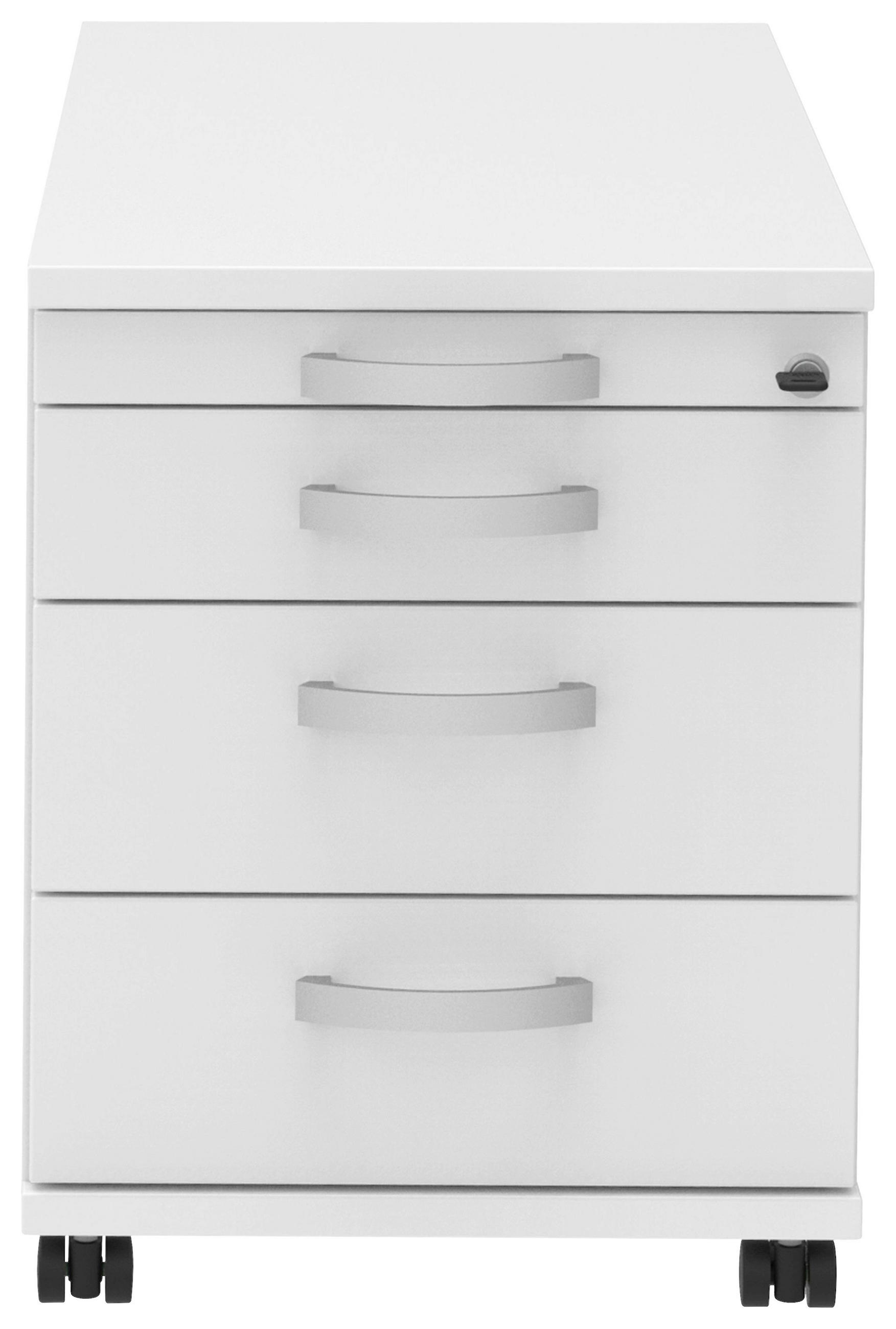 ROLLCONTAINER Weiß, Alufarben  - Alufarben/Weiß, KONVENTIONELL, Holzwerkstoff/Metall (42,7/54,4/80cm) - Moderano