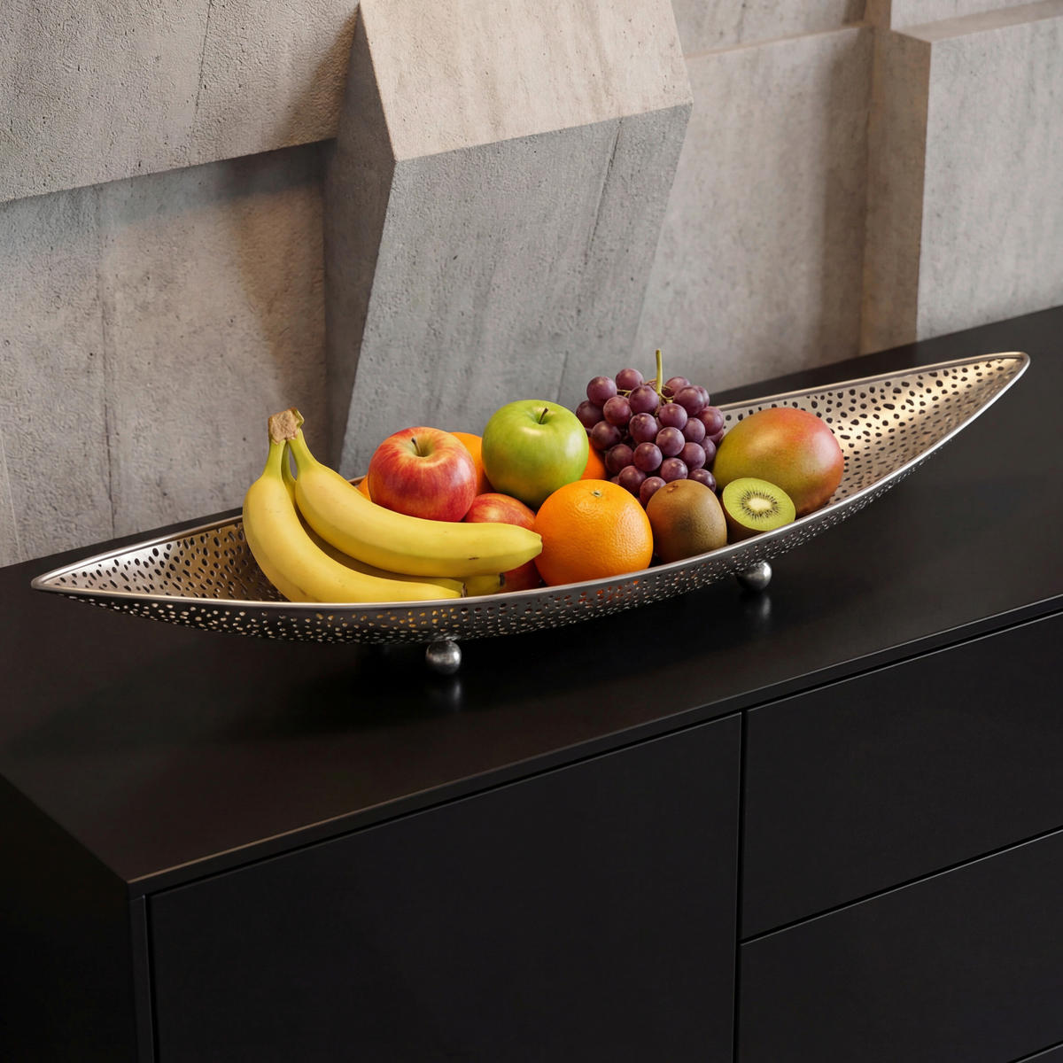 OBSTSCHALE  - Silberfarben, Design, Metall (60/9/16cm) - Livetastic