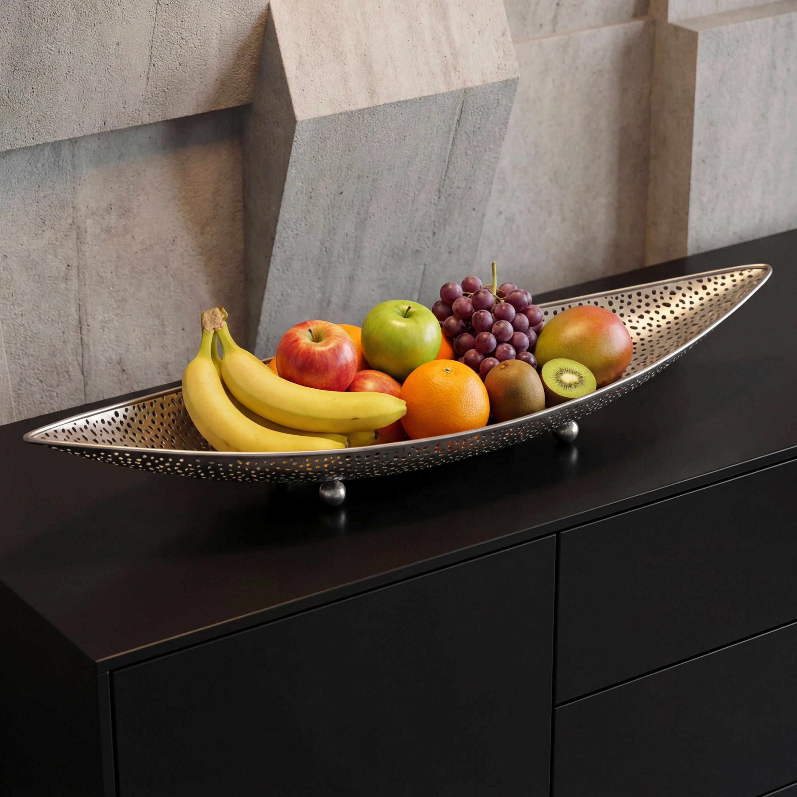 Livetastic Obstschale Silber 60x9x16 cm