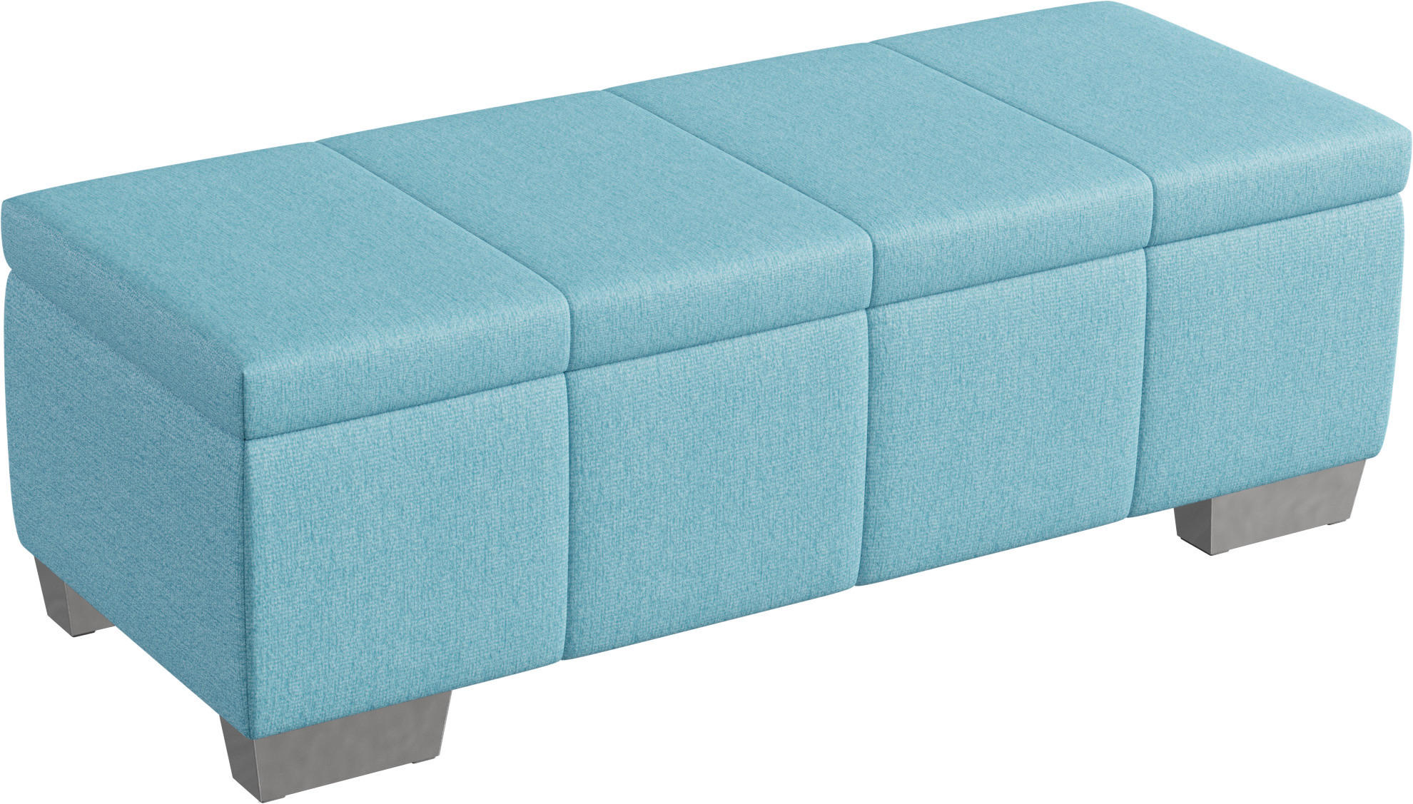 HOCKERBANK 129/43/50 cm Webstoff Pastellblau  - Chromfarben/Pastellblau, KONVENTIONELL, Textil (129/43/50cm) - Dieter Knoll