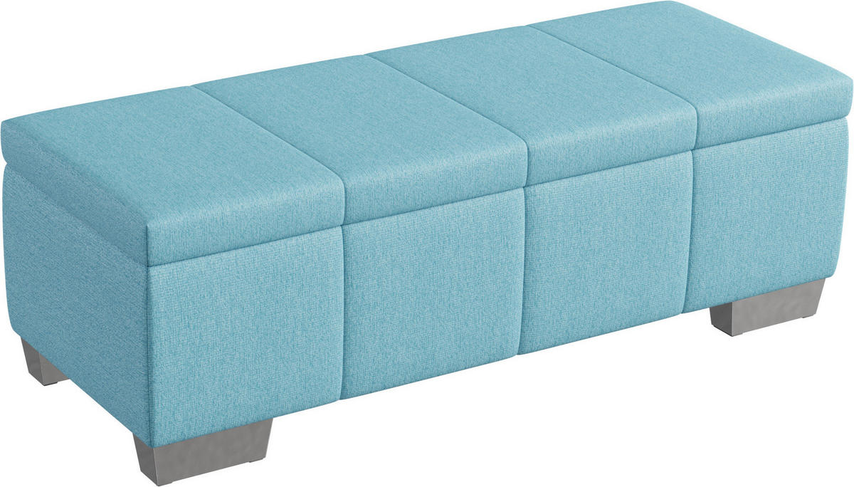 HOCKERBANK 129/43/50 cm   - Chromfarben/Pastellblau, KONVENTIONELL, Textil (129/43/50cm) - Dieter Knoll
