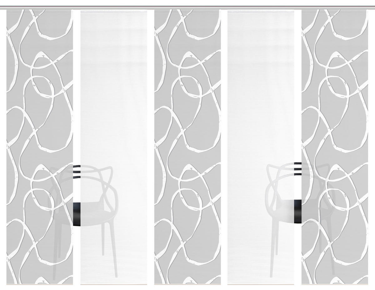 FLÄCHENVORHANG  5 Stück  blickdicht  60/260 cm   - Hellgrau/Weiß, KONVENTIONELL, Textil (60/260cm)