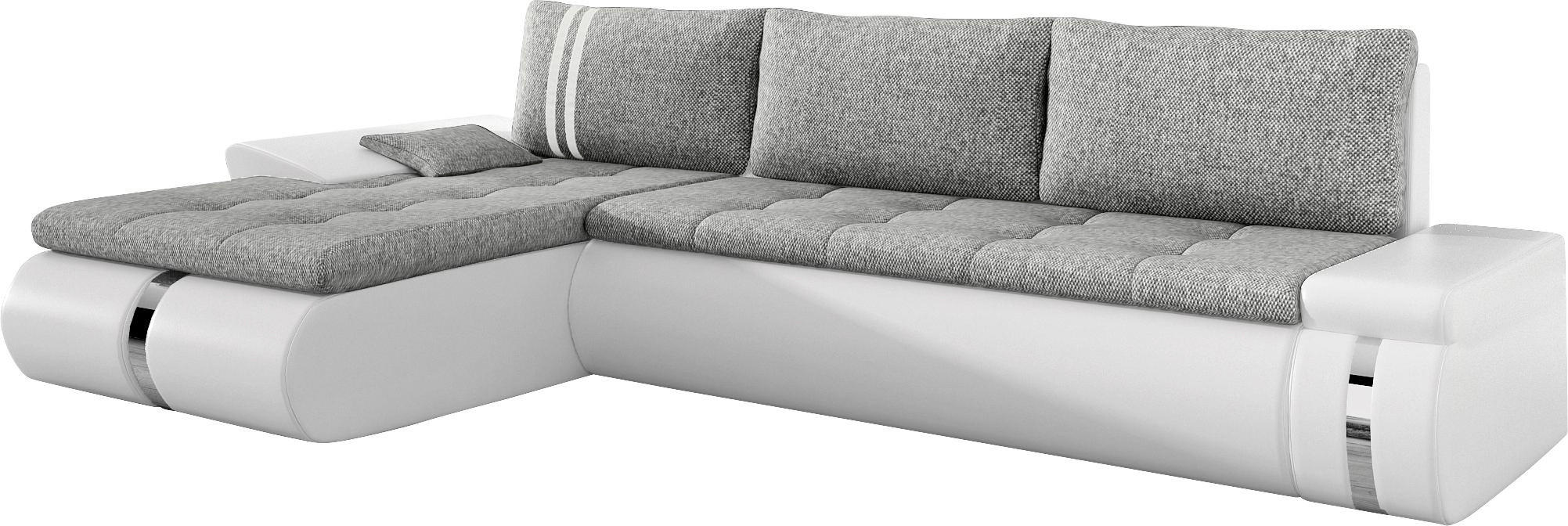 Wohnlandschaft in Textil Weiß, Hellgrau