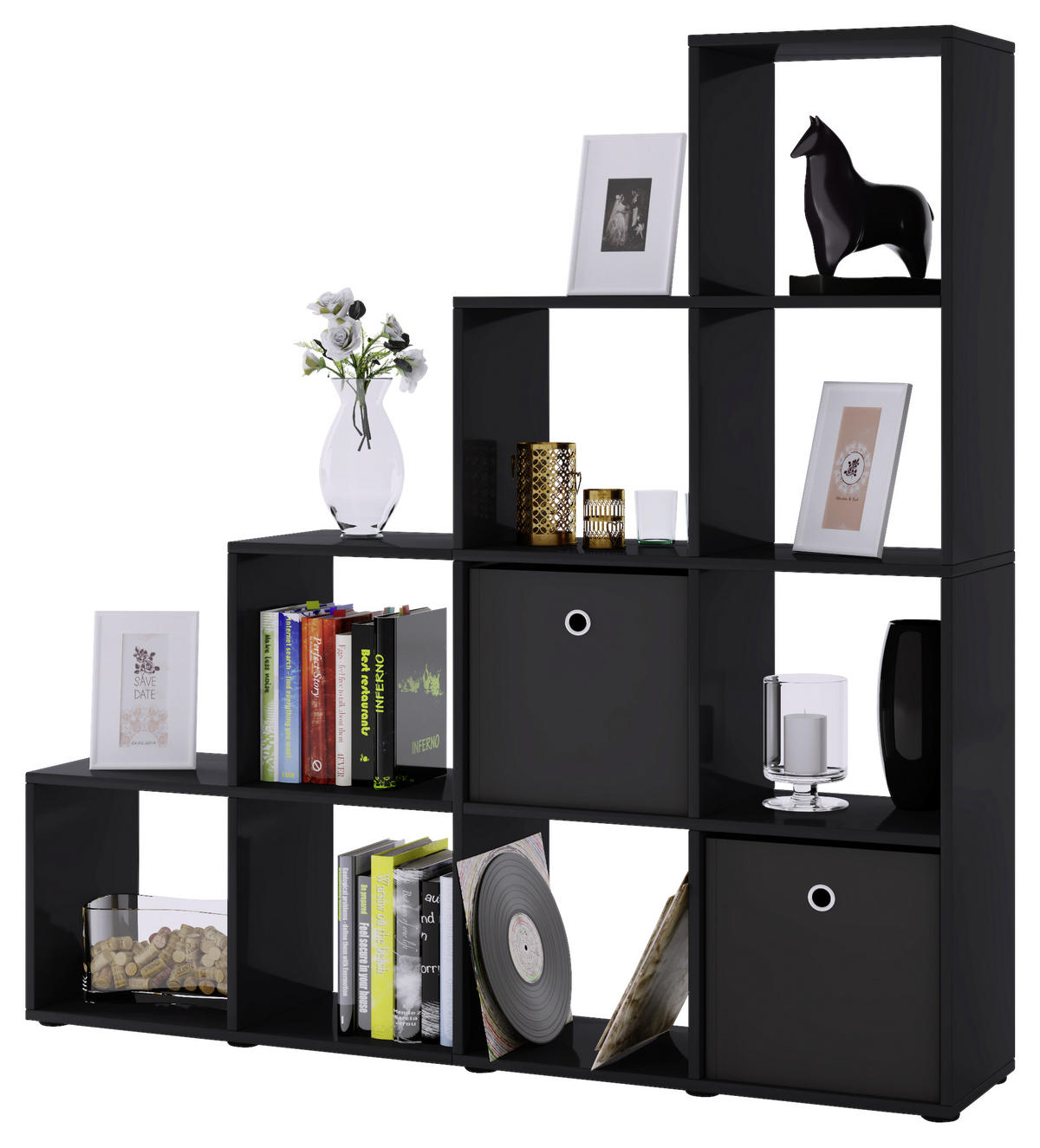 Standregal in Schwarz  in Holzwerkstoff   - Schwarz, Konventionell, Holzwerkstoff/Kunststoff (142,5/138,5/29cm) - MID.YOU