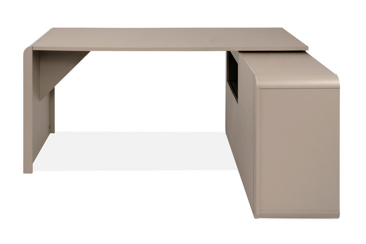 ECKSCHREIBTISCH  Greige Kabeldurchlass, seitenverkehrt montierbar  - Greige, KONVENTIONELL, Holzwerkstoff (165/75/117,5cm) - Livetastic
