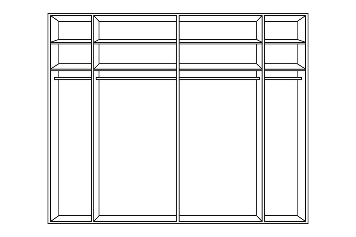 KLEIDERSCHRANK 300/236/67 cm,  in Champagner, 4-türig  - Champagner/Schwarz, MODERN, Glas/Holzwerkstoff (300/236/67cm) - Musterring