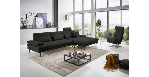 ECKSOFA in Velours Dunkelgrau 310/180 cm - Dunkelgrau/Schwarz, Design, Textil/Metall (310/180cm) - Dieter Knoll