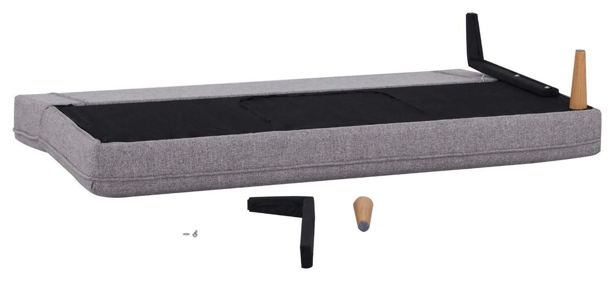 SCHLAFSOFA in Webstoff Hellgrau  - Hellgrau/Schwarz, Design, Holz/Kunststoff (180/77/87cm) - MID.YOU