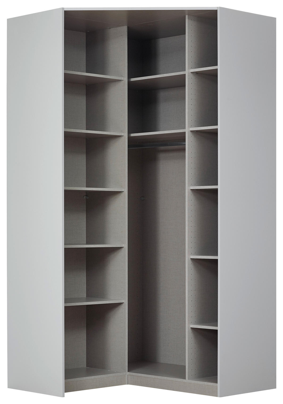 HÖRNGARDEROB 117/229/117 cm  - aluminiumfärg/ljusgrå, Modern, trämaterial (117/229/117cm) - Rauch Möbel