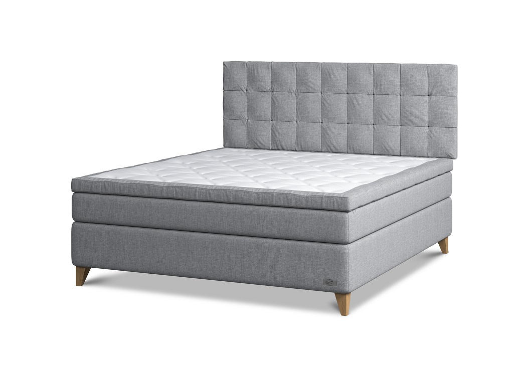 KONTINENTALSÄNG 180/200 cm  i grå  - grå/ekfärgad, Klassisk, metall/trä (180/200cm) - Ekens