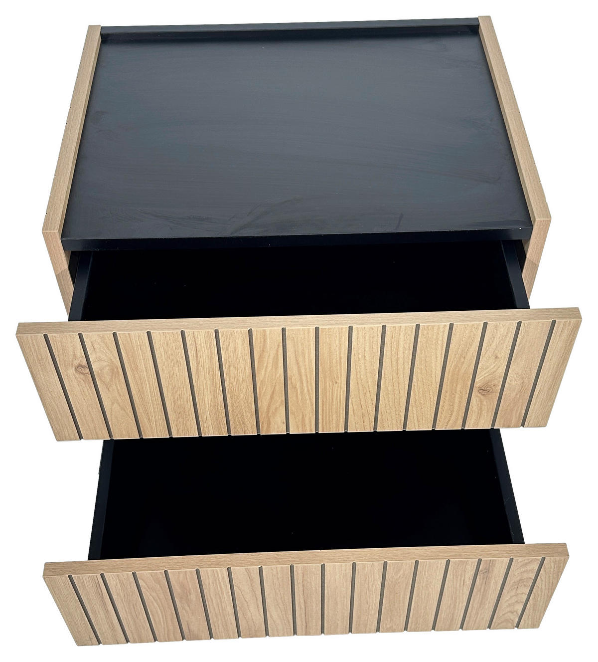 NACHTKÄSTCHEN in Schwarz, Eichefarben  - Eichefarben/Schwarz, Design, Holzwerkstoff/Metall (50/50/40cm) - Xora
