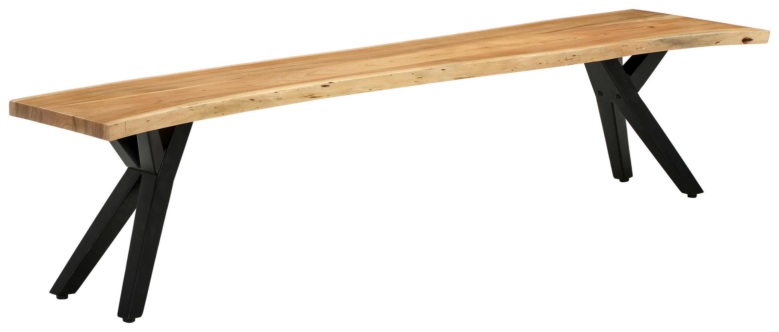 SITZBANK 200/45/40 cm Akaziefarben Akazie massiv  - Schwarz/Akaziefarben, LIFESTYLE, Holz/Metall (200/45/40cm) - Landscape