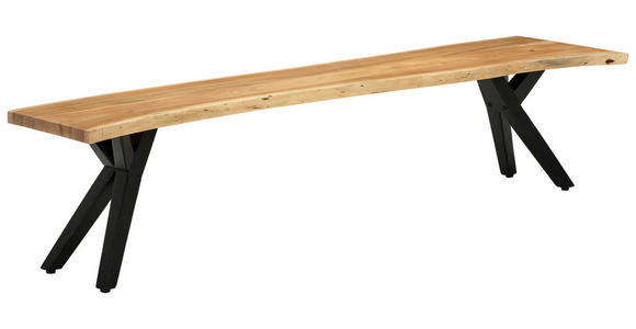 SITZBANK 200/45/40 cm Akaziefarben Akazie massiv  - Schwarz/Akaziefarben, LIFESTYLE, Holz/Metall (200/45/40cm) - Landscape