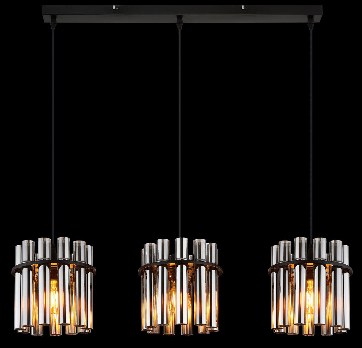 HÄNGELEUCHTE 80/20/120 cm  - Schwarz/Grau, Design, Glas/Kunststoff (80/20/120cm) - Globo