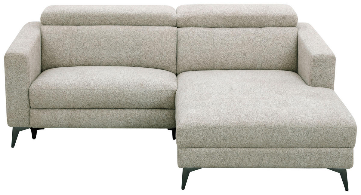 ECKSOFA Beigebraun Chenille  - Chromfarben/Beigebraun, Design, Textil/Metall (218/173cm) - Carryhome