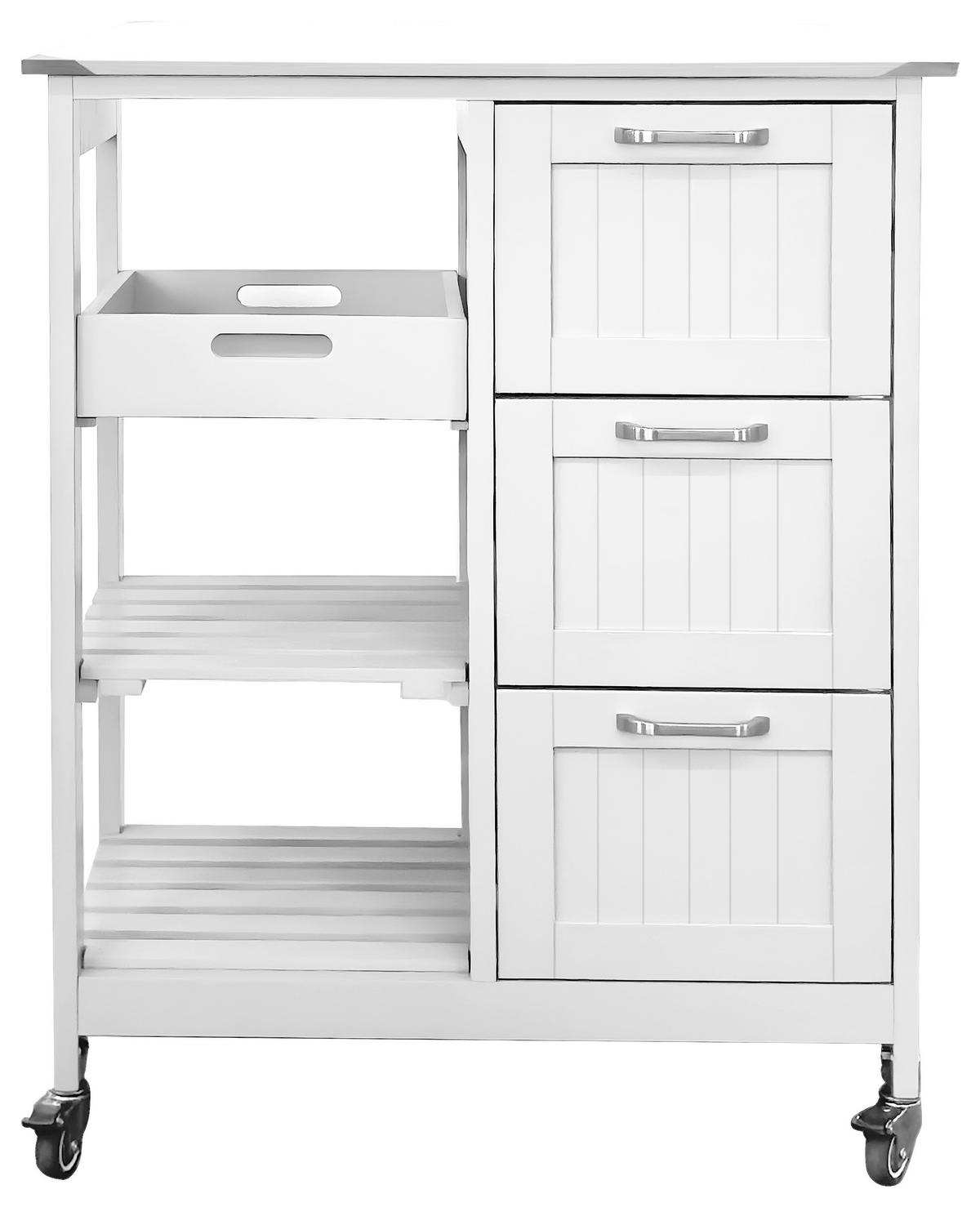 SERVIERWAGEN , Weiss  - Weiss/Silberfarben, Basics, Holzwerkstoff/Kunststoff (67/84/37cm) - MID.YOU