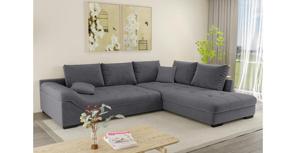 ECKSOFA Graphitfarben Cord  - Schwarz/Graphitfarben, KONVENTIONELL, Holz/Textil (298/202cm) - Carryhome