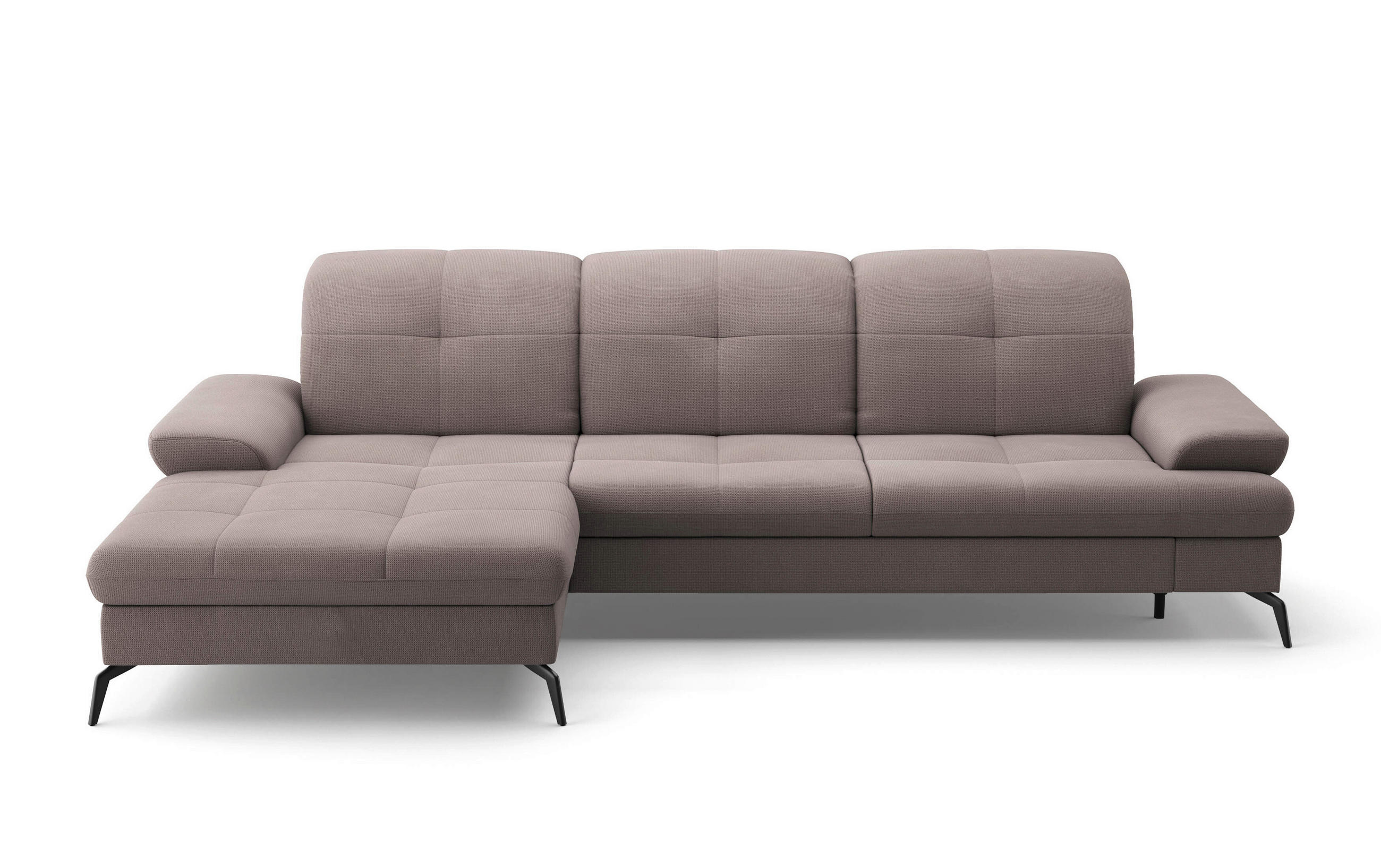 ECKSOFA in Flachgewebe Taupe  - Taupe/Schwarz, Konventionell, Textil/Metall (185/279cm) - Sit & More