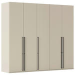 DREHTÜRENSCHRANK 251/223/61 cm,  in Champagner, 5-türig  - Champagner/Schwarz, Basics, Holzwerkstoff/Metall (251/223/61cm) - Novel