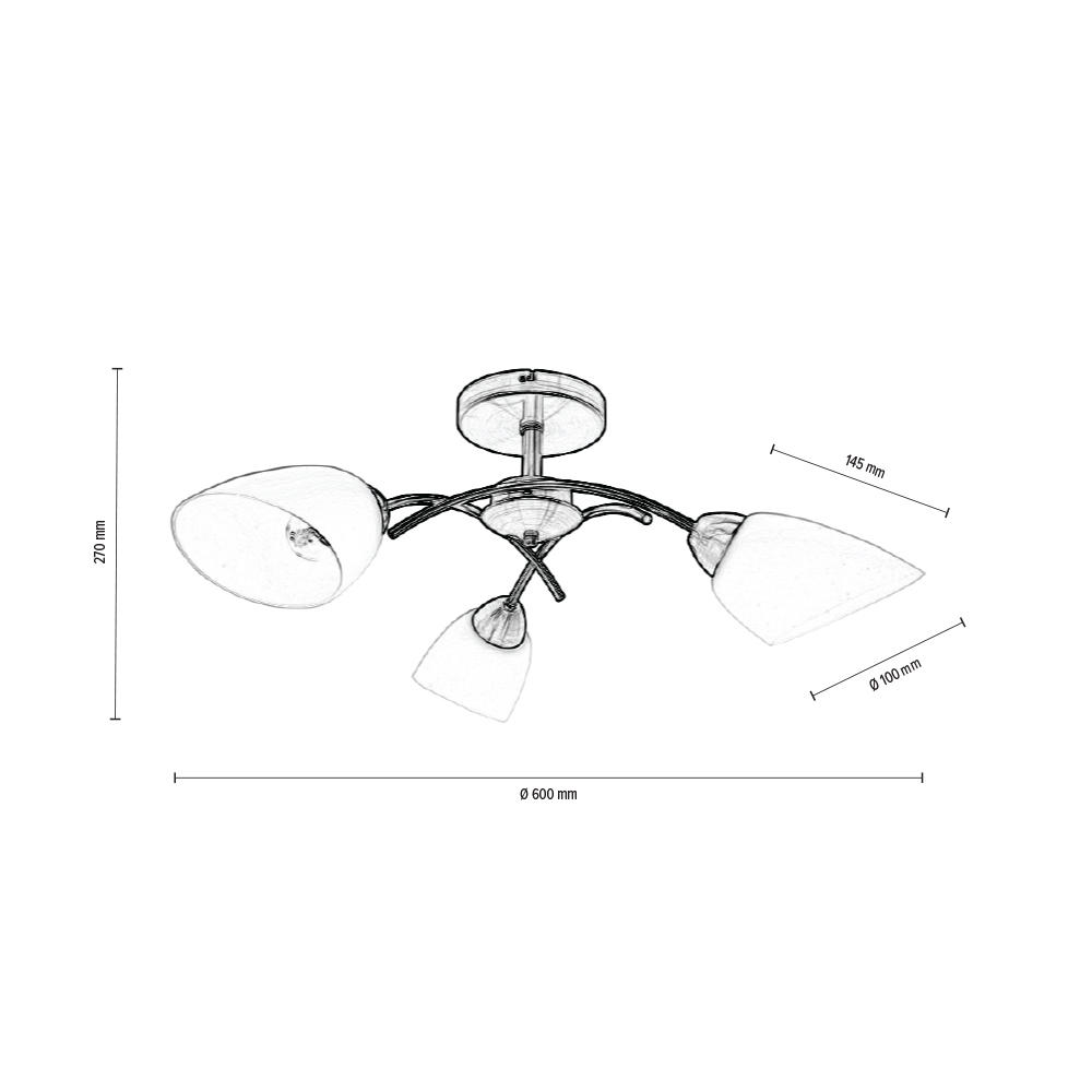DECKENLEUCHTE Viletta 60/27 cm   - Messingfarben, KONVENTIONELL, Glas/Metall (60/27cm)