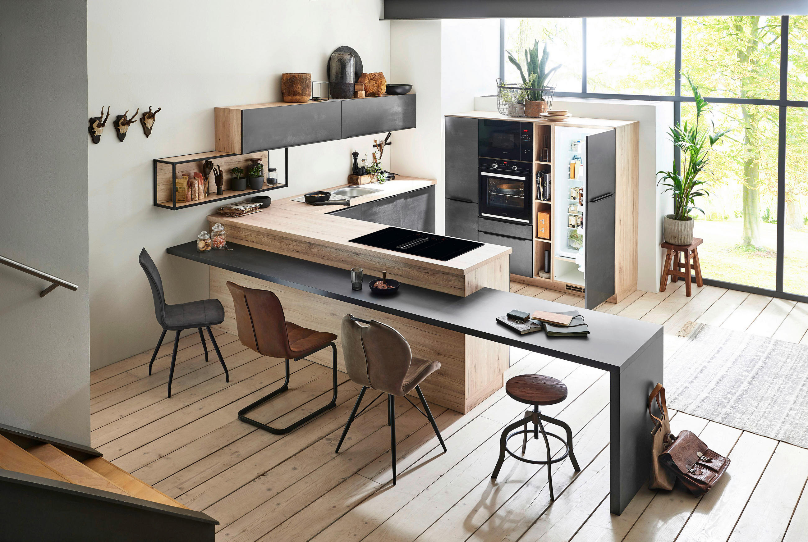 EINBAUKÜCHE  - Design, Holzwerkstoff (3600/298/180cm) - Celina