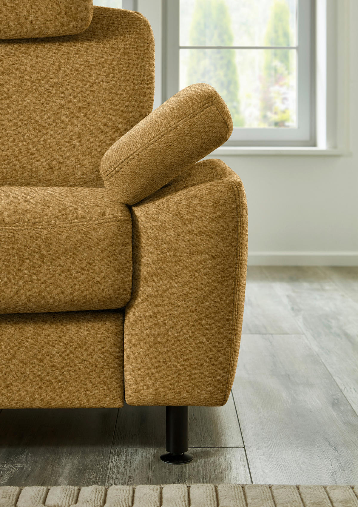 ECKSOFA  in Flachgewebe Currygelb  252/248 cm  - Currygelb/Schwarz, KONVENTIONELL, Textil/Metall (252/248cm) - Beldomo Comfort