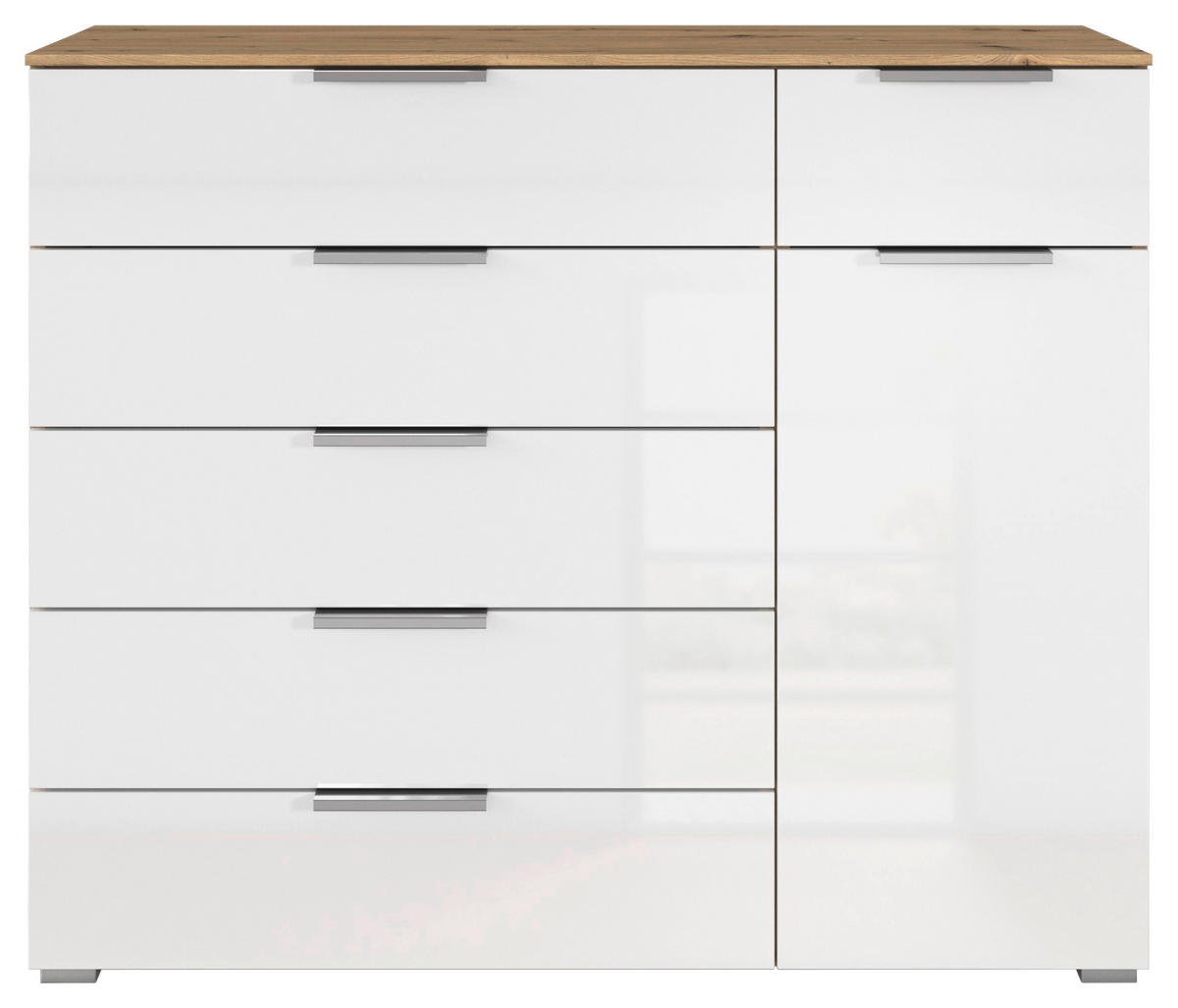 KOMMODE  in 120/100/42 cm  - Chromfarben/Weiß Hochglanz, KONVENTIONELL, Holzwerkstoff/Kunststoff (120/100/42cm) - home24