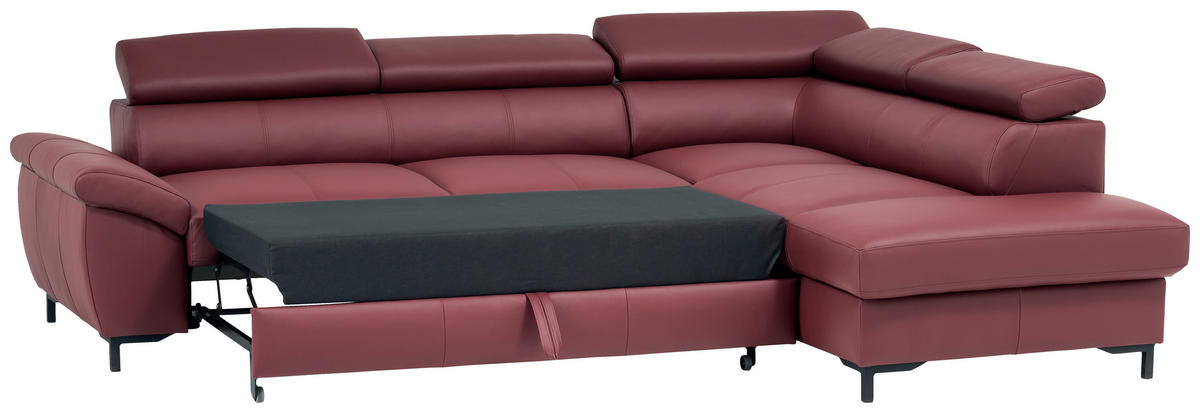 ROHOVÁ SEDACIA SÚPRAVA, koža, bordová - čierna/bordová, Design, kov/koža (268/213cm) - Celina Home