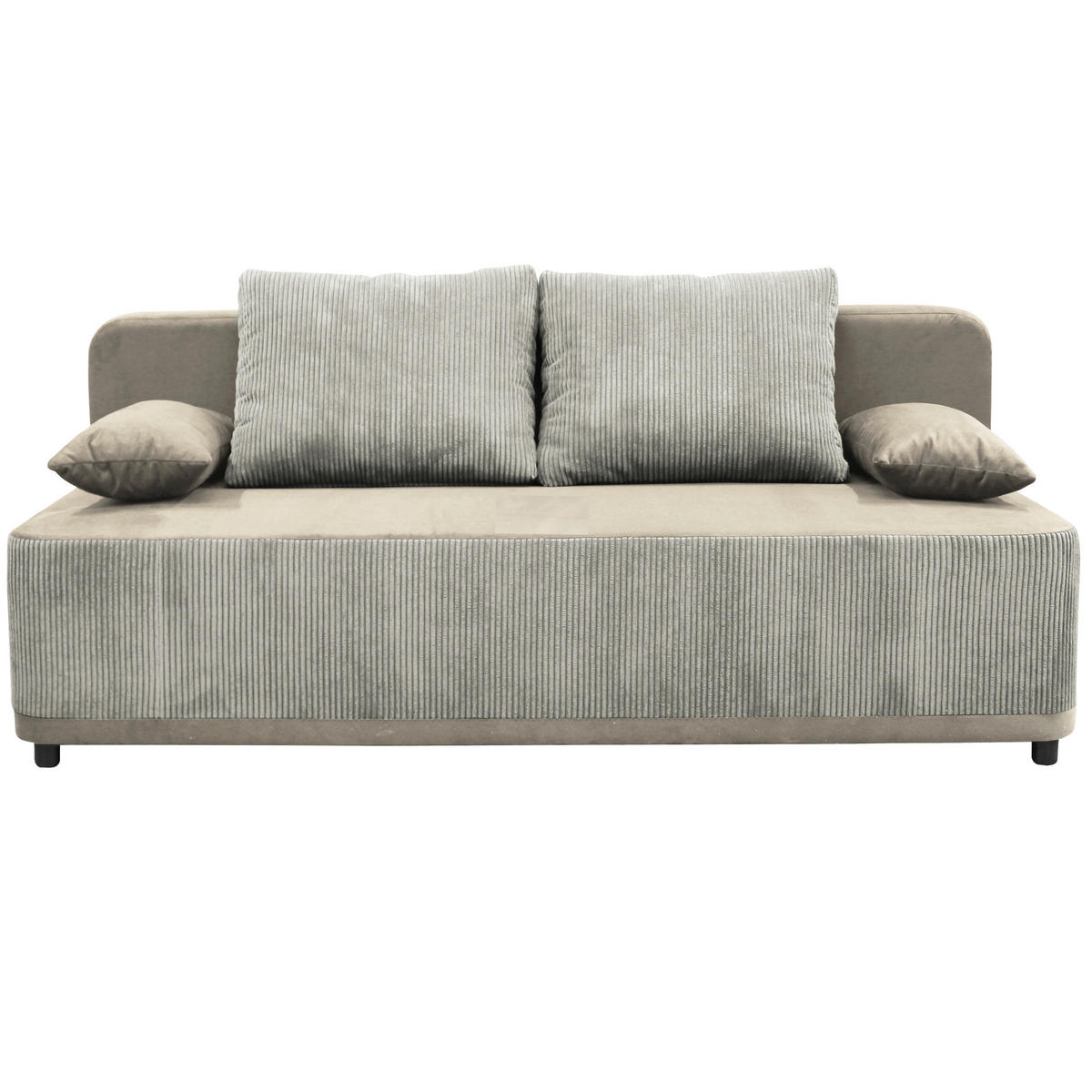 SCHLAFSOFA in Velours Creme  - Creme/Schwarz, Design, Kunststoff/Textil (197/90/83cm) - MID.YOU
